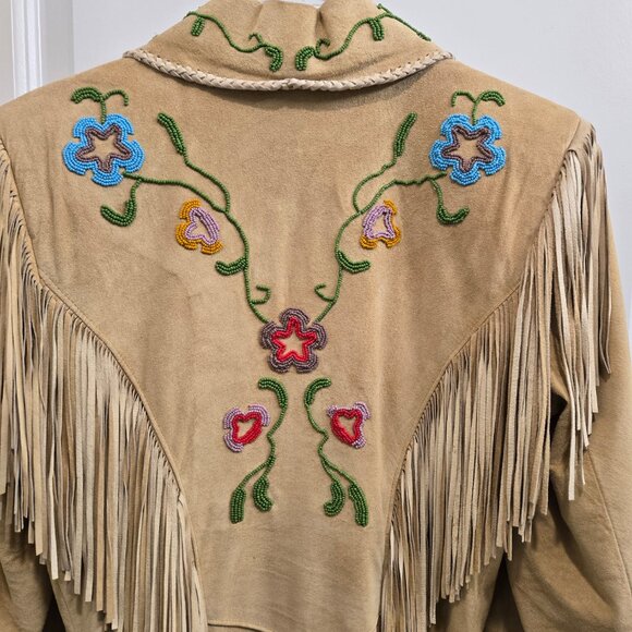 Amazing Floral Beaded Suede Leather Coat Dress by Diamond Leathers - Picture 9 of 12